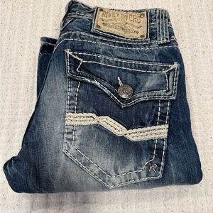 River of Cru Men's Straight Jeans - Blue